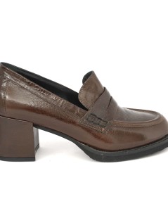 Le Gazzelle Mocassino Tacco Largo Naplak Morbido Moro