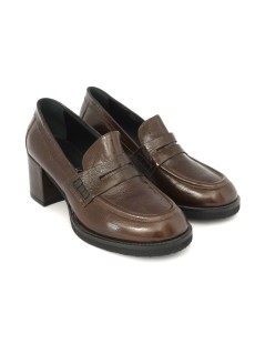 Le Gazzelle Mocassino Tacco Largo Naplak Morbido Moro