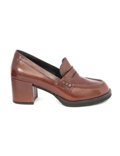 Le Gazzelle Mocassino Tacco Largo Naplak Morbido Mattone