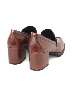 Le Gazzelle Mocassino Tacco Largo Naplak Morbido Mattone