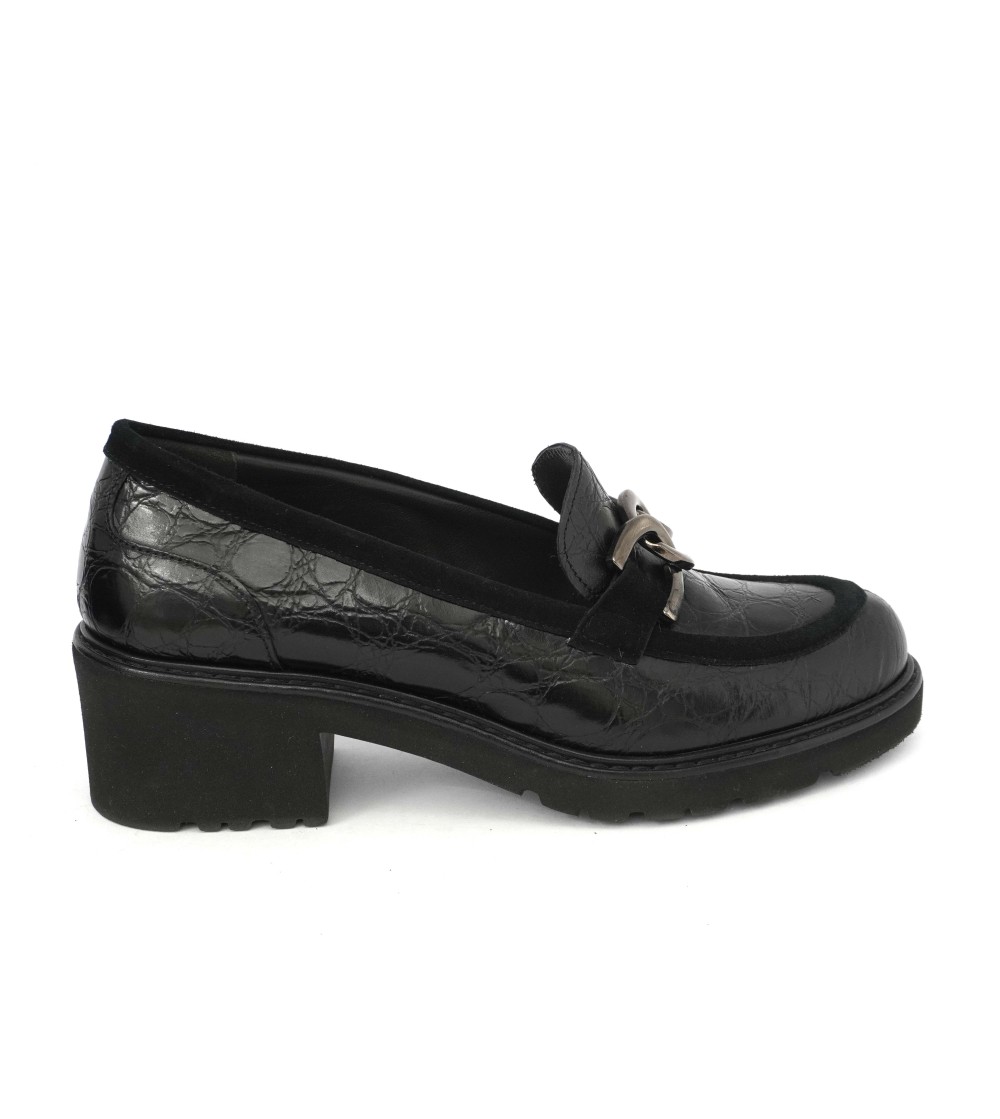 CINZIA Valle Mocassino Fondo Medio Vaschetta Morsetto Nero