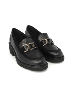 CINZIA Valle Mocassino Fondo Medio Vaschetta Morsetto Nero