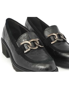 CINZIA Valle Mocassino Fondo Medio Vaschetta Morsetto Nero