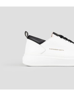 Alexander Smith Sneakers Cassetta Cuciture Fondo Medio Bianco Nero