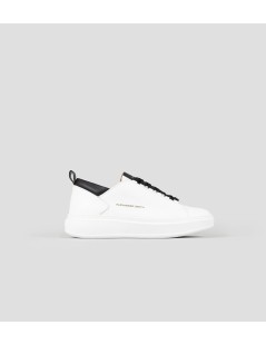 Alexander Smith Sneakers Cassetta Cuciture Fondo Medio Bianco Nero