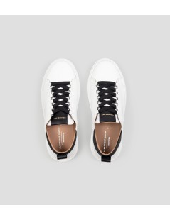 Alexander Smith Sneakers Cassetta Cuciture Fondo Medio Bianco Nero