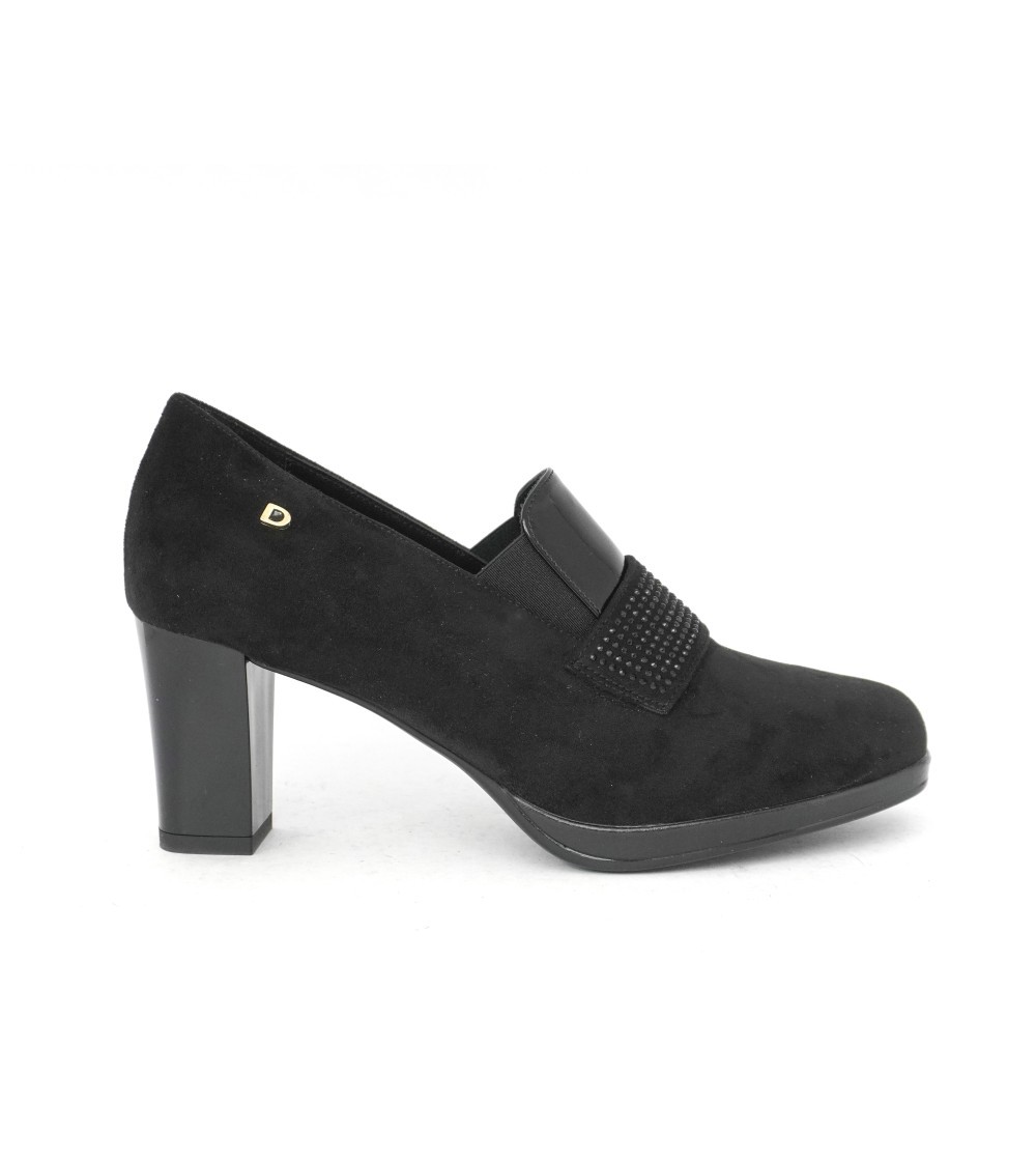 Donna Serena Mocassino Plateau Medio Fascia Strass Nero