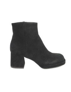 Noa Tronchetto Platform Tacco Squadrato Fasciato Camoscio Nero