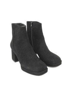 Noa Tronchetto Platform Tacco Squadrato Fasciato Camoscio Nero