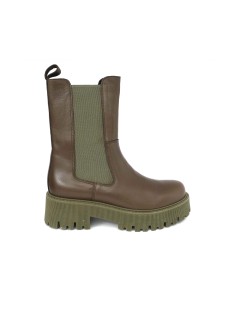 Carla De' Medici Tronchetto Kombat Elastici Pelle Verde Taupe