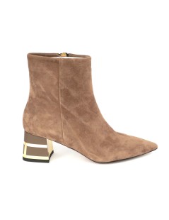 Musella Tronchetto Punta Tacco Medio Camoscio Oro Acero