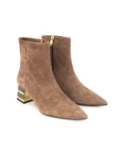 Musella Tronchetto Punta Tacco Medio Camoscio Oro Acero