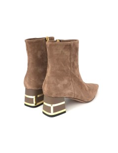 Musella Tronchetto Punta Tacco Medio Camoscio Oro Acero