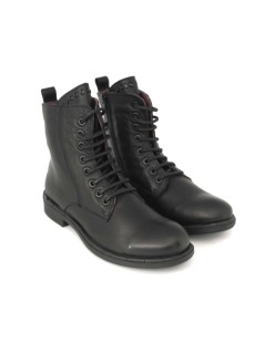 Bueno Anfibio Donna Slim Tacco Basso Cerniera Microborchie Nero