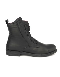 Bueno Anfibio Donna Slim Tacco Basso Cerniera Microborchie Nero