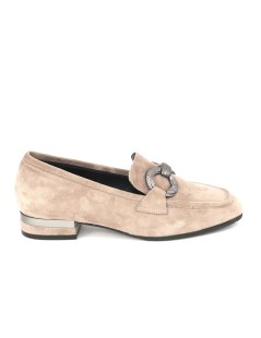Le Gazzelle Mocassino Tacco Basso Morsetto Camoscio Rosa Grigio