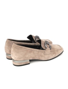 Le Gazzelle Mocassino Tacco Basso Morsetto Camoscio Rosa Grigio