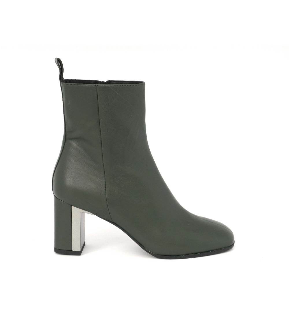 Le Gazzelle Tronchetti Tacco Medio Liscio Pelle Foresta