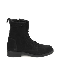 Soldini Anfibio Donna Fondo Slim Con Zip Camoscio Nero