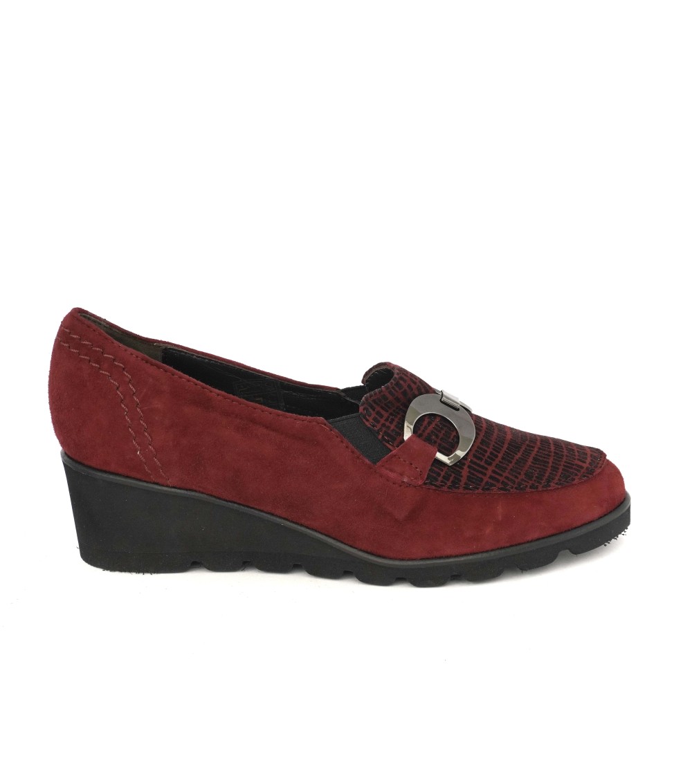 Daniela Rossi Mocassino Confort Zeppa Media Camoscio Bordeaux