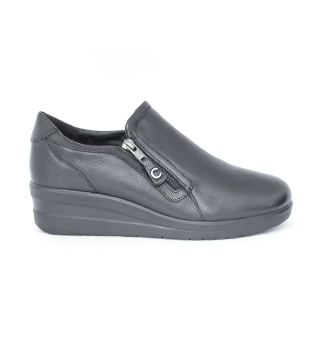 Cinzia Soft Slipon Zeppa Media Zip Laterale Nero