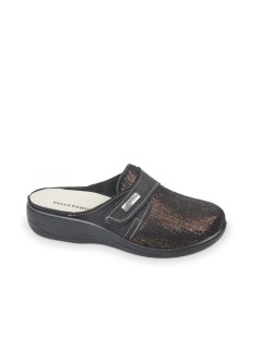 Valleverde Ciabatte Plantare Estraibile Velcro Elastic Bril Nero Bronzo