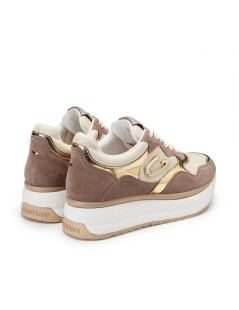 Guardiani Louise Sneakers Platform Logo Camoscio Beige
