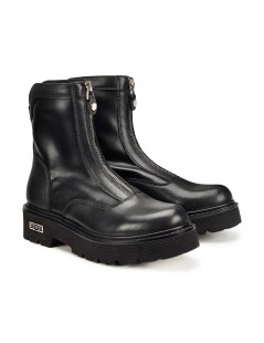 Cult Tronchetto Slash con Zip Centrale Pelle Stretch Nero