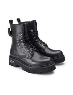 Cult Anfibio Slash Mid Borchie Fiocco Zip Laterale Pelle Nero