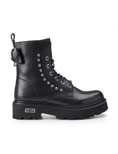 Cult Anfibio Slash Mid Borchie Fiocco Zip Laterale Pelle Nero
