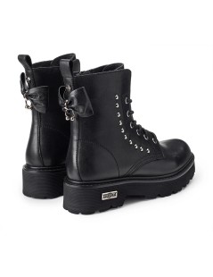 Cult Anfibio Slash Mid Borchie Fiocco Zip Laterale Pelle Nero