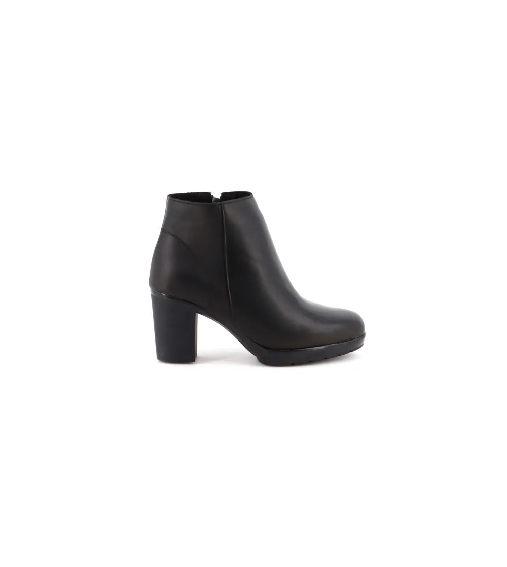 Susimoda Tronchetto Tacco Medio Plateau Zip Laterale Pelle Nero