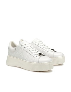 Cult Sneakers Perry Platform Alto Logato Pelle Bianco
