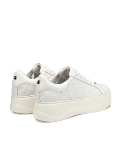 Cult Sneakers Perry Platform Alto Logato Pelle Bianco