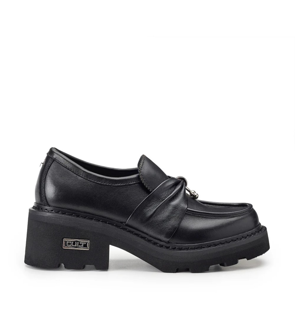 Cult Mocassino Grace Morsetto Piercing Carro Alto Pelle Nero