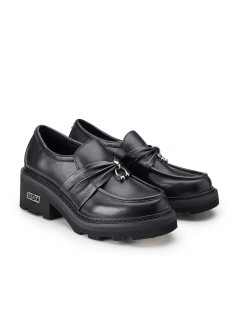 Cult Mocassino Grace Morsetto Piercing Carro Alto Pelle Nero