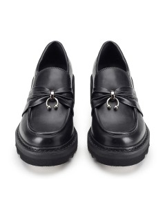 Cult Mocassino Grace Morsetto Piercing Carro Alto Pelle Nero