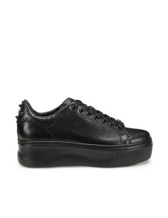 Cult Sneakers Perry Platform Alto Colletto Borchie Pelle Nero