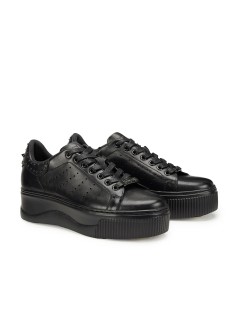 Cult Sneakers Perry Platform Alto Colletto Borchie Pelle Nero