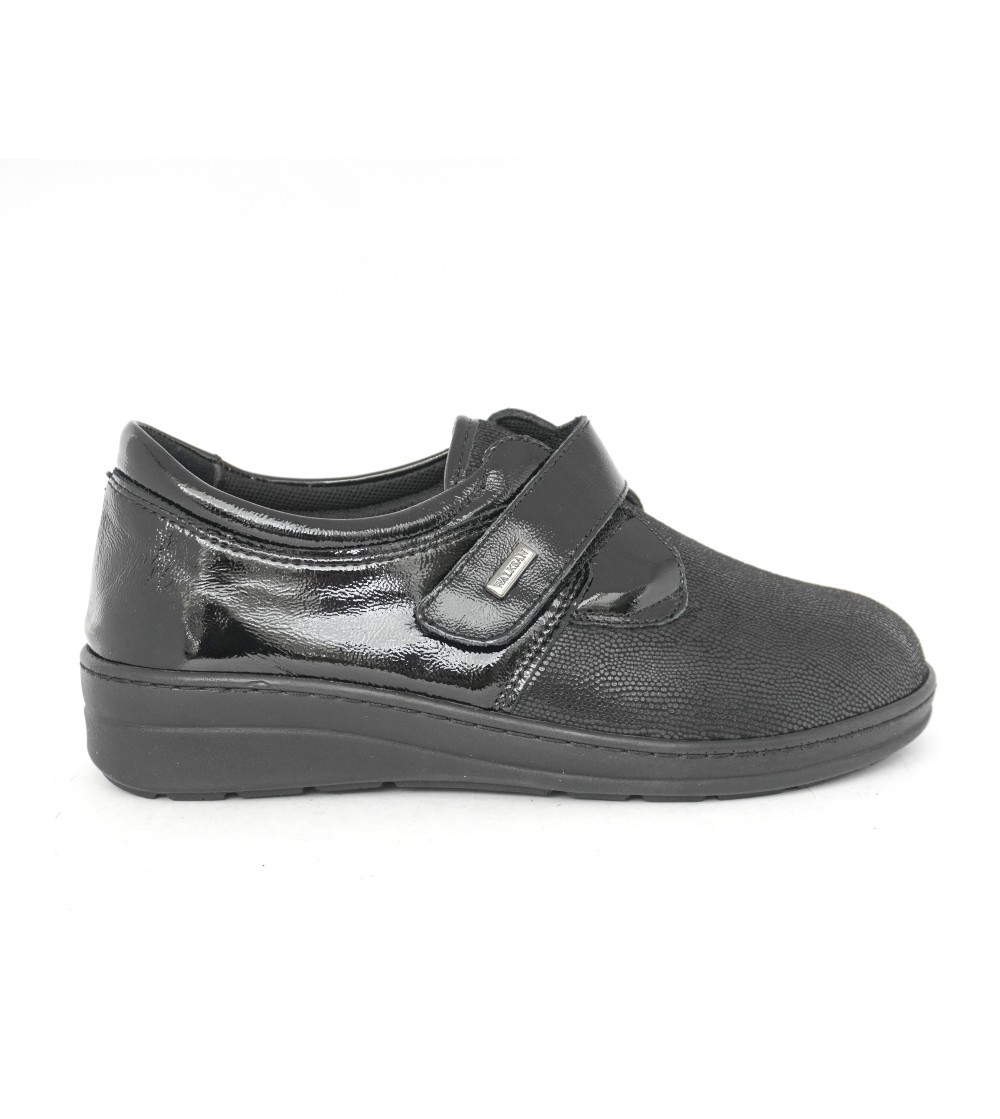 Susimoda WALKSAN Pantofola Zeppa Bassa Estraibile Velcro Nero