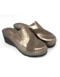 Cinzia Soft Ciabatta Zeppa Alta Tutto Pelle Cucita Canna di Fucile
