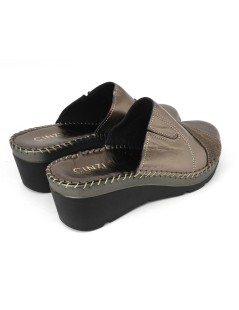 Cinzia Soft Ciabatta Zeppa Alta Tutto Pelle Cucita Canna di Fucile