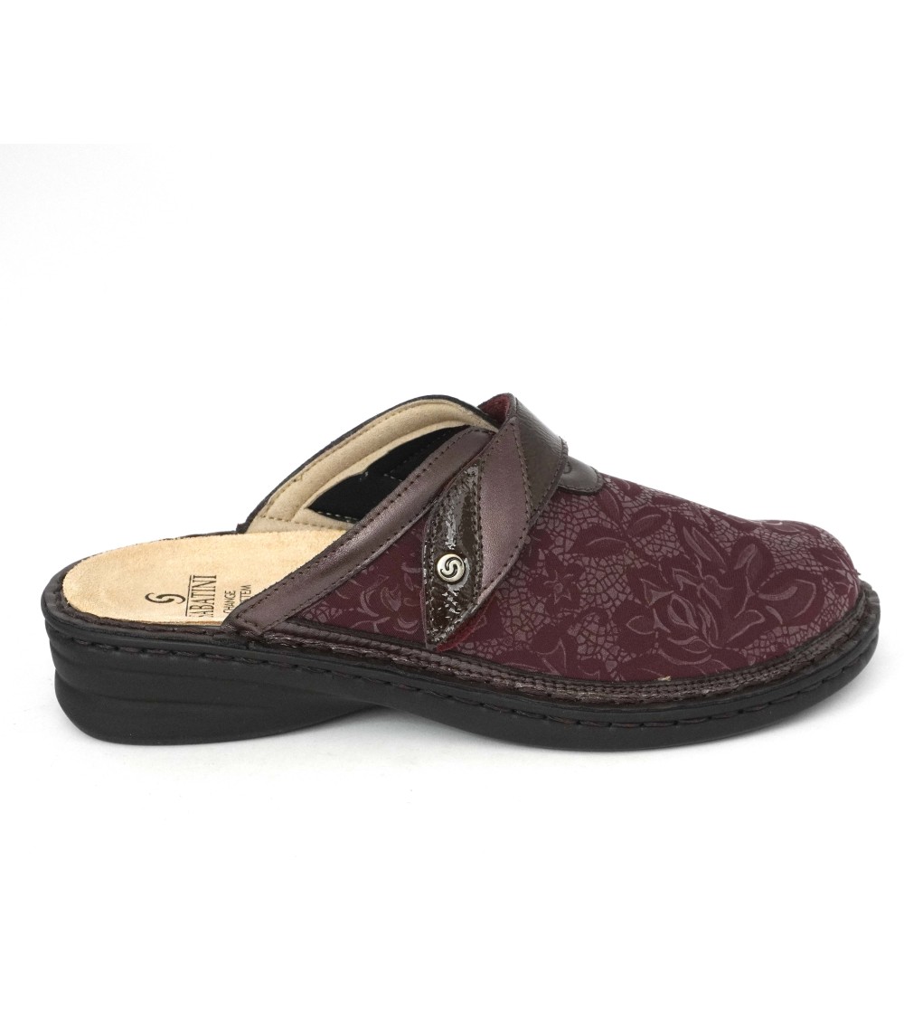 Sabatini Ciabatta Plantare Estraibile Velcro Tessuto Elastic Bordeaux