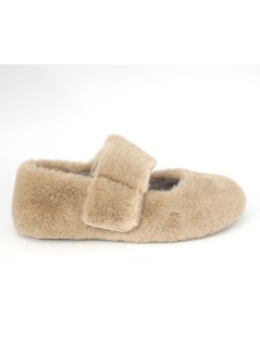 Grunland Pantofolina Peluche con Braccialetto Tessuto Cuoio