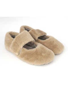 Grunland Pantofolina Peluche con Braccialetto Tessuto Cuoio