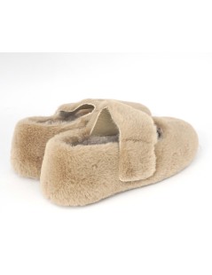 Grunland Pantofolina Peluche con Braccialetto Tessuto Cuoio