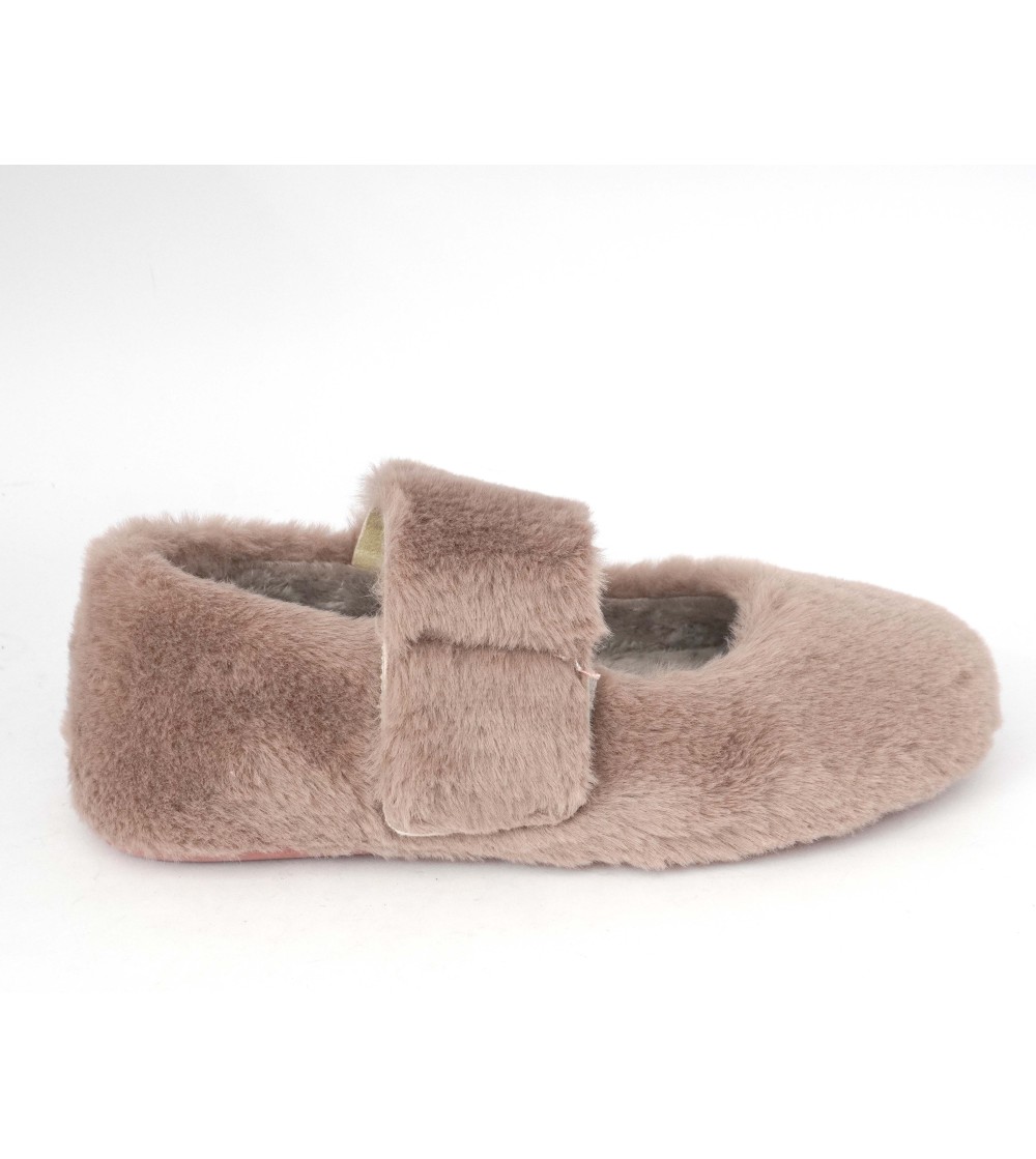 Grunland Pantofolina Peluche con Braccialetto Tessuto Malva