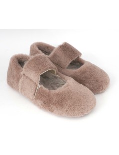 Grunland Pantofolina Peluche con Braccialetto Tessuto Malva