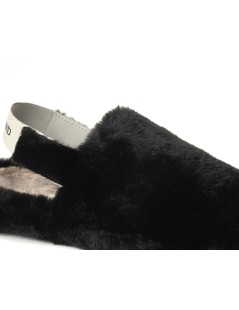 Grunland Ciabatta Peluche con Elastico Tessuto Nero