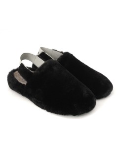 Grunland Ciabatta Peluche con Elastico Tessuto Nero